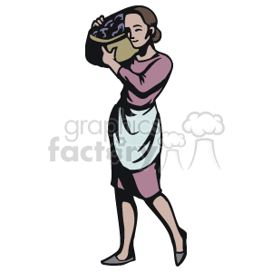 Woman carrying food on her shoulder