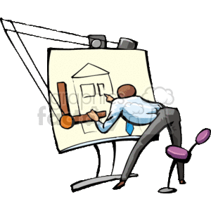 architect working on his draft clipart. Commercial use image # 161041