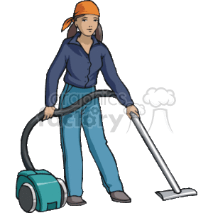 woman using a vacuum clipart. Commercial use image # 161071