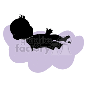 Baby laying on purple cloud
