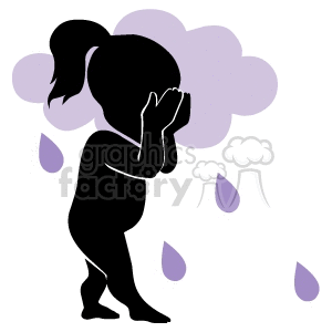 Girl sad because it's a rainning day clipart. Commercial use image # 161920
