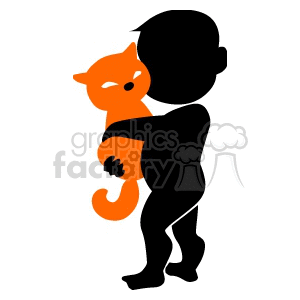 shadow people silhouette cat cats hug love pets pet   people-054 Clip Art People Shadow People hold holding orange boy child
