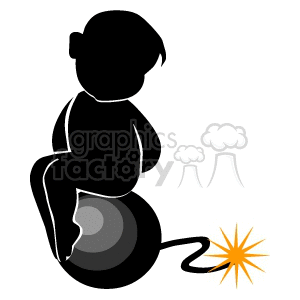 man sitting on a lit bomb clipart. Royalty-free image # 161968