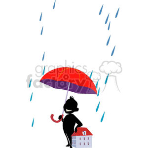 Man holding a huge umbrella clipart. Commercial use image # 162000