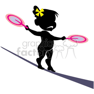 Girl walking a tightrope clipart. Commercial use image # 162132