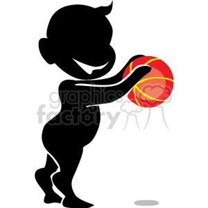 Baby boy holding a basketball ball clipart. Commercial use image # 162136