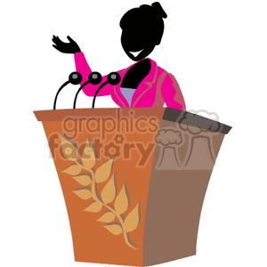 women speaking at a podium clipart.