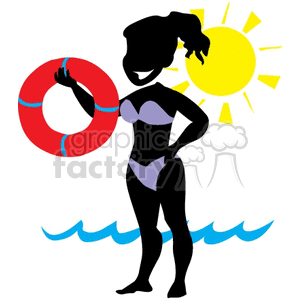 clipart - cartoon girl in bikini.