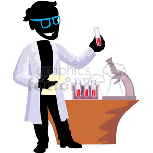 Male scientists studying some test tubes clipart.