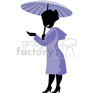women standing in the rain with an umbrella clipart. Royalty-free image # 162192