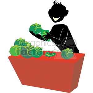 shadow people silhouette working work humans lettuce vegetable vegetables salad foodClip Art cabbage man food