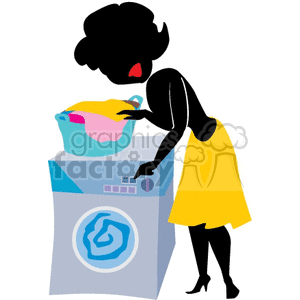 woman doing laundry clipart.