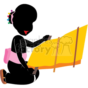 Oriental lady making a rug clipart. Commercial use image # 162282