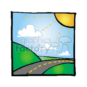   hill hills road roads summer sun sunshine land country mountain mountains  road.gif Clip Art Places Landscape 