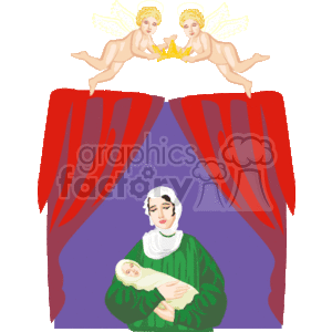 Virgin Mary holding baby Jesus clipart.