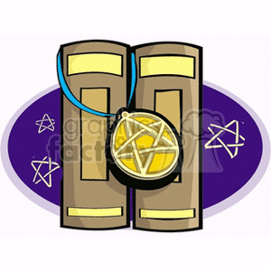 clipart - A jewish pendant and scroll.