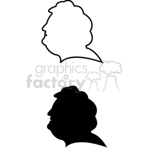 Silhouette of a womans head. clipart.