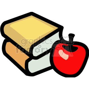 School books and an apple clipart. Commercial use image # 166346