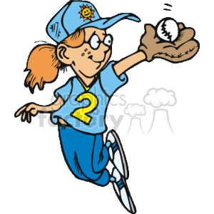 cartoon girl softball player clipart. Royalty-free icon # 168229