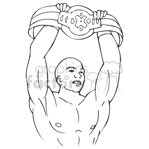 The clipart image features a boxer raising a championship belt above his head. The person is depicted with a determined expression, suggesting a moment of victory or celebration in the sport of boxing.