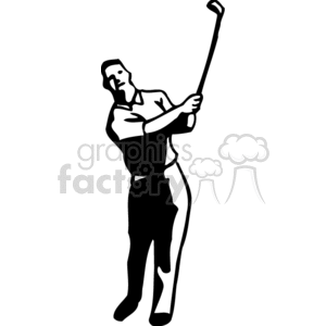 black and white golfer clipart. Royalty-free image # 169118