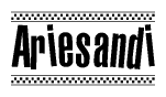 The image contains the text Ariesandi in a bold, stylized font, with a checkered flag pattern bordering the top and bottom of the text.