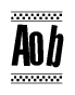The clipart image displays the text Aob in a bold, stylized font. It is enclosed in a rectangular border with a checkerboard pattern running below and above the text, similar to a finish line in racing. 