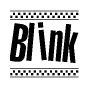 The clipart image displays the text Blink in a bold, stylized font. It is enclosed in a rectangular border with a checkerboard pattern running below and above the text, similar to a finish line in racing. 