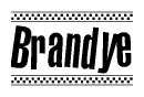 The clipart image displays the text Brandye in a bold, stylized font. It is enclosed in a rectangular border with a checkerboard pattern running below and above the text, similar to a finish line in racing. 
