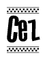The image contains the text Cez in a bold, stylized font, with a checkered flag pattern bordering the top and bottom of the text.