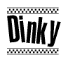 The clipart image displays the text Dinky in a bold, stylized font. It is enclosed in a rectangular border with a checkerboard pattern running below and above the text, similar to a finish line in racing. 