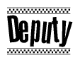 The image contains the text Deputy in a bold, stylized font, with a checkered flag pattern bordering the top and bottom of the text.