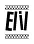 The clipart image displays the text Elil in a bold, stylized font. It is enclosed in a rectangular border with a checkerboard pattern running below and above the text, similar to a finish line in racing. 