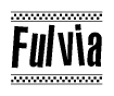 The clipart image displays the text Fulvia in a bold, stylized font. It is enclosed in a rectangular border with a checkerboard pattern running below and above the text, similar to a finish line in racing. 