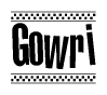 The clipart image displays the text Gowri in a bold, stylized font. It is enclosed in a rectangular border with a checkerboard pattern running below and above the text, similar to a finish line in racing. 