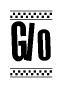 The image contains the text Glo in a bold, stylized font, with a checkered flag pattern bordering the top and bottom of the text.