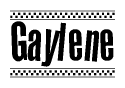 The clipart image displays the text Gaylene in a bold, stylized font. It is enclosed in a rectangular border with a checkerboard pattern running below and above the text, similar to a finish line in racing. 