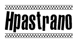 The clipart image displays the text Hpastrano in a bold, stylized font. It is enclosed in a rectangular border with a checkerboard pattern running below and above the text, similar to a finish line in racing. 