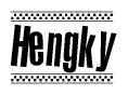 The clipart image displays the text Hengky in a bold, stylized font. It is enclosed in a rectangular border with a checkerboard pattern running below and above the text, similar to a finish line in racing. 
