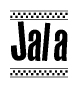 The clipart image displays the text Jala in a bold, stylized font. It is enclosed in a rectangular border with a checkerboard pattern running below and above the text, similar to a finish line in racing. 