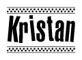 The image contains the text Kristan in a bold, stylized font, with a checkered flag pattern bordering the top and bottom of the text.