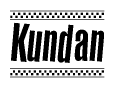 The clipart image displays the text Kundan in a bold, stylized font. It is enclosed in a rectangular border with a checkerboard pattern running below and above the text, similar to a finish line in racing. 