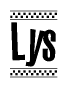 The clipart image displays the text Lys in a bold, stylized font. It is enclosed in a rectangular border with a checkerboard pattern running below and above the text, similar to a finish line in racing. 