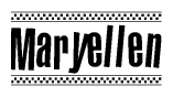 The clipart image displays the text Maryellen in a bold, stylized font. It is enclosed in a rectangular border with a checkerboard pattern running below and above the text, similar to a finish line in racing. 