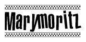 The image contains the text Marymoritz in a bold, stylized font, with a checkered flag pattern bordering the top and bottom of the text.