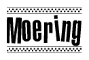The clipart image displays the text Moering in a bold, stylized font. It is enclosed in a rectangular border with a checkerboard pattern running below and above the text, similar to a finish line in racing. 