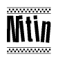 The clipart image displays the text Nitin in a bold, stylized font. It is enclosed in a rectangular border with a checkerboard pattern running below and above the text, similar to a finish line in racing. 