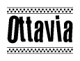 The image contains the text Ottavia in a bold, stylized font, with a checkered flag pattern bordering the top and bottom of the text.
