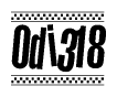 The image contains the text Odi318 in a bold, stylized font, with a checkered flag pattern bordering the top and bottom of the text.