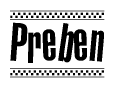 The image contains the text Preben in a bold, stylized font, with a checkered flag pattern bordering the top and bottom of the text.